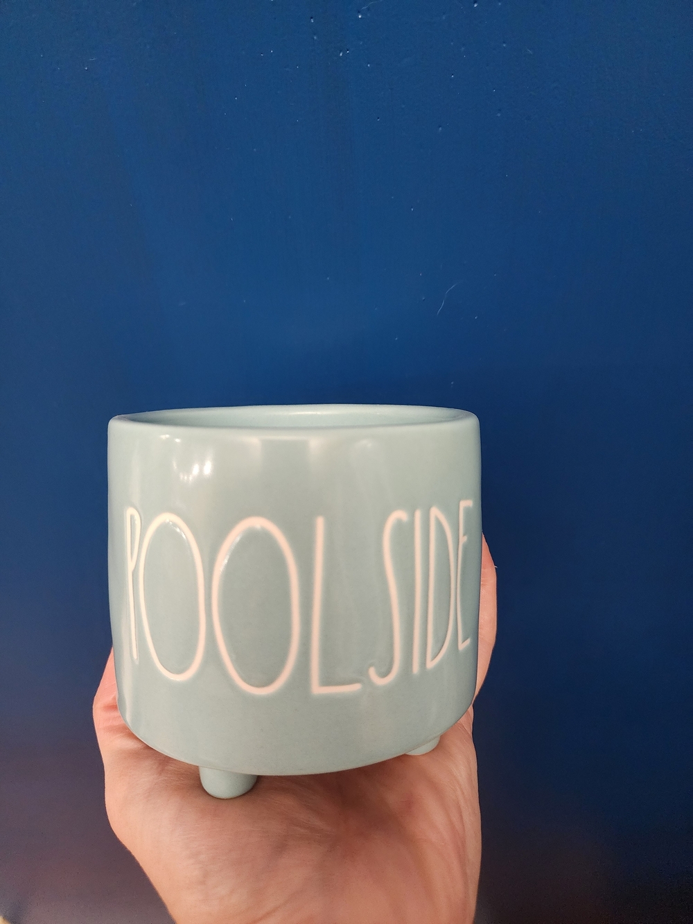 Rae Dunn Summer POOLSIDE Scented Outdoor Candle Ceramic Pot Aqua Blue Citronella